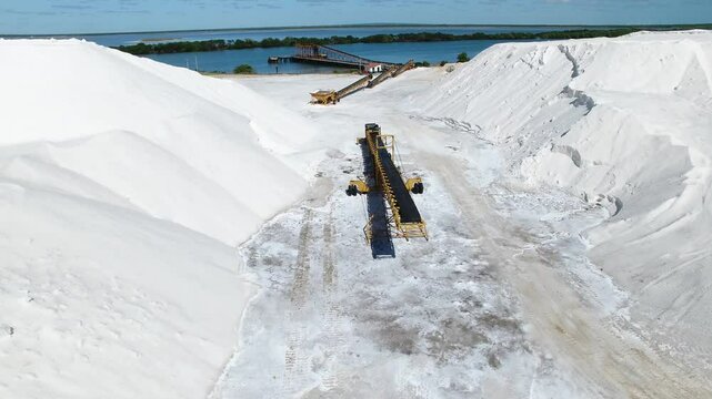 Aerial view of sea salt extraction area - Galinhos, Rio Grande do Norte, Brazil
