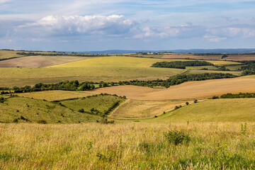 A view over the rolling Sussex countryside, looking towards Lewes racecourse in the far distance © lemanieh