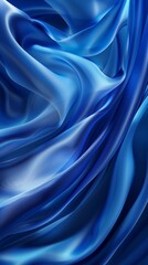 Obraz premium Abstract flowing blue silk fabric creating smooth and elegant waves in a vibrant visual display.