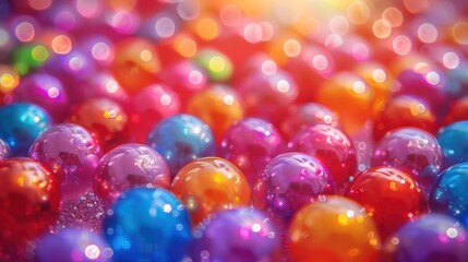 A mesmerizing collection of colorful marbles glistening in soft sunlight, creating a beautiful, vibrant scene filled with reflections and bokeh effects
