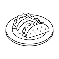 Mexican food coloring pages. Hand drawn illustration isolated on white background