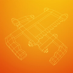 Hacksaw manual or Hand hacksaw. Wireframe low poly mesh vector illustration
