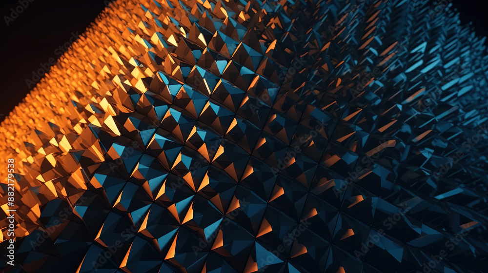 Aufkleber Abstract background with structure of neon triangles and technology style.