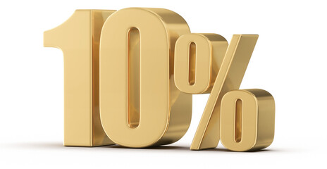 10 Percent Off Sale Gold Number 3D