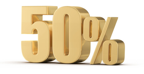 50 Percent Off Sale Gold Number 3D