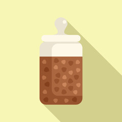 Glass jar filled with chocolate chips, baking ingredient storing food container