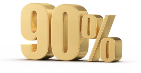 90 Percent Off Sale Gold Number 3D