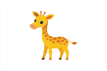 A curious baby giraffe looking around vector artwork illustration