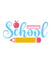 School typography clip art design on plain white transparent isolated background for card, shirt, hoodie, sweatshirt, apparel, tag, mug, icon, poster or badge