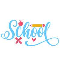 School typography clip art design on plain white transparent isolated background for card, shirt, hoodie, sweatshirt, apparel, tag, mug, icon, poster or badge