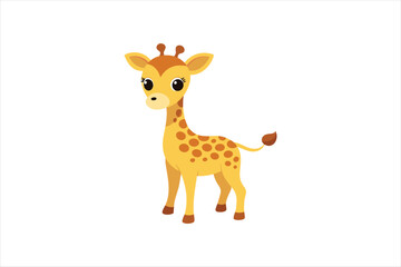 A curious baby giraffe looking around vector artwork illustration