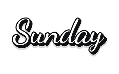 Sunday lettering. Modern banner with week day text. Sticker for planner. Day of week. Planning concept. Sunday typography logo design. Vector illustration.