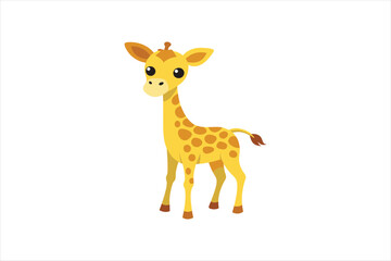 Fototapeta premium A curious baby giraffe looking around vector artwork illustration