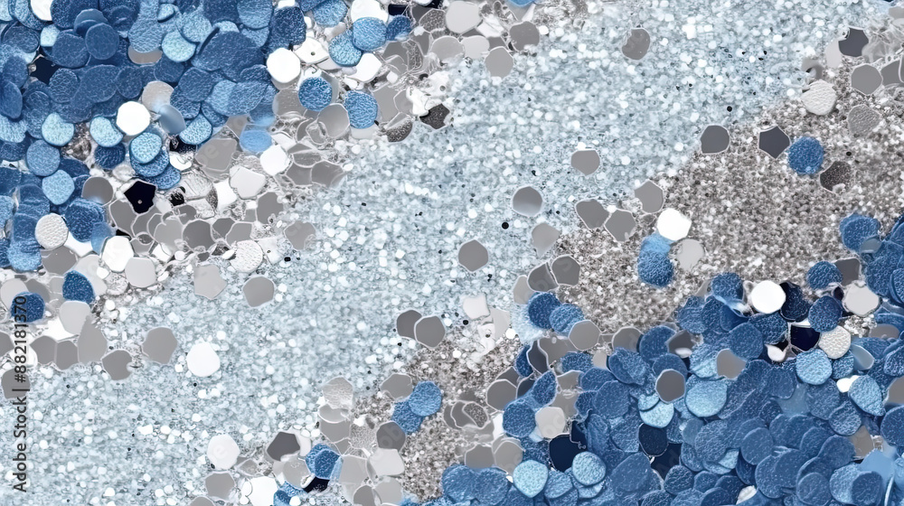 Poster abstract shiny background with blue glitter waves. scattered confetti sparkles with light blue color