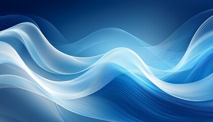 Obraz premium blue and white transparent energy wave abstract art, bright light wave 