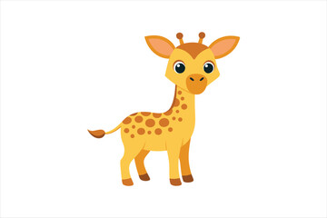 A curious baby giraffe looking around vector artwork illustration