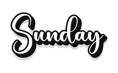 Obraz premium Sunday lettering. Modern banner with week day text. Sticker for planner. Day of week. Planning concept. Sunday typography logo design. Vector illustration.