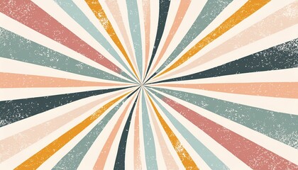 Horizontal retro groovy background with bright sunburst in style 60s, 70s. Trendy colorful graphic print.  illustration 
