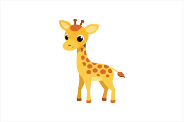 Obraz premium A curious baby giraffe looking around vector artwork illustration