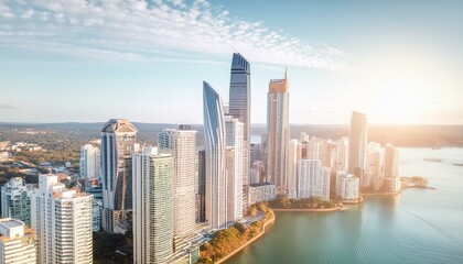 Obraz premium Urban Skyline Aerial. Skyscrapers in the City's Business Hub 