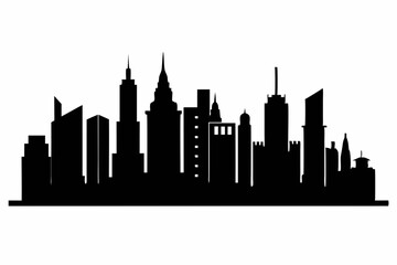 Naklejka premium city skyline silhouette, Modern City Skyline Skyscrapers, City silhouette vector, Skyline urban border collection.