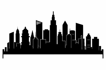 Obraz premium city skyline silhouette, Modern City Skyline Skyscrapers, City silhouette vector, Skyline urban border collection.