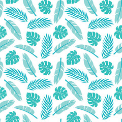 Tropical leaves seamless pattern. Botanical vector background