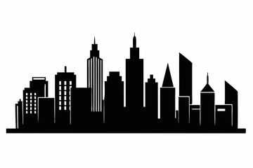 Naklejka premium city skyline silhouette, Modern City Skyline Skyscrapers, City silhouette vector, Skyline urban border collection.