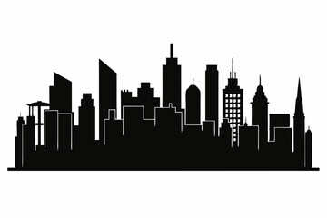 Fototapeta premium city skyline silhouette, Modern City Skyline Skyscrapers, City silhouette vector, Skyline urban border collection.