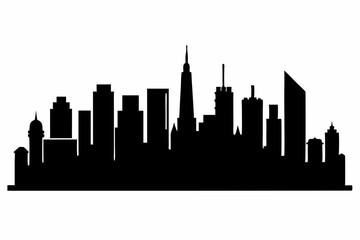 Naklejka premium city skyline silhouette, Modern City Skyline Skyscrapers, City silhouette vector, Skyline urban border collection.