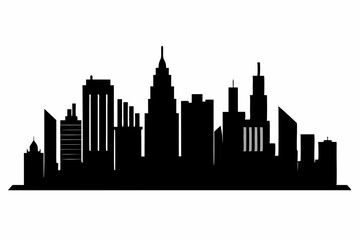 Fototapeta premium city skyline silhouette, Modern City Skyline Skyscrapers, City silhouette vector, Skyline urban border collection.