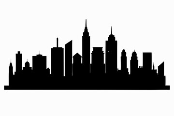 Fototapeta premium city skyline silhouette, Modern City Skyline Skyscrapers, City silhouette vector, Skyline urban border collection.