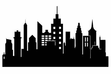Obraz premium city skyline silhouette, Modern City Skyline Skyscrapers, City silhouette vector, Skyline urban border collection.