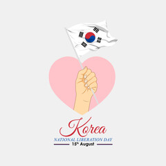 Vector illustration of National Liberation Day of Korea social media feed template