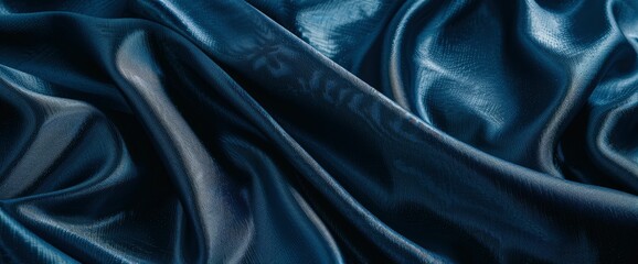 Fototapeta premium Blue fabric in motion, showcasing a textured background