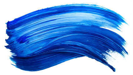 Blue abstract acrylic paint brush strokes isolated on white background. Texture of strokes of colored paint