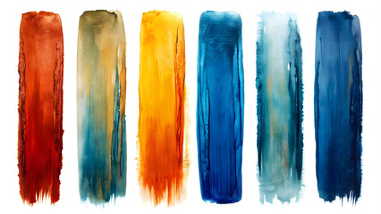 Naklejka premium Set of colorful watercolor brush strokes isolated on white background. Texture paper.