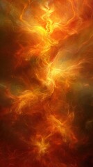 Fototapeta premium fiery abstract digital art with swirling golden and red tones
