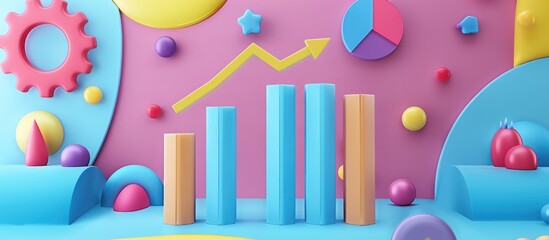 Colorful Abstract Background with Growth Chart and Geometric Shapes