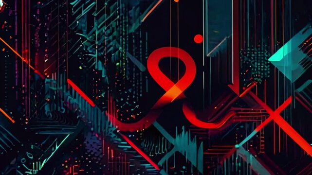 Dynamic patterns and geometric shapes morphing and evolving to represent the iterative process of machine learning algorithms, 4K abstract Wallpaper animation video
