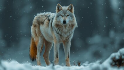 Naklejka premium Lone Wolf in Winter Wonderland