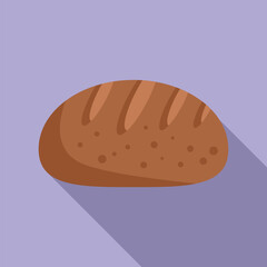 Simple, freshly baked loaf of bread is casting a long shadow on a solid background