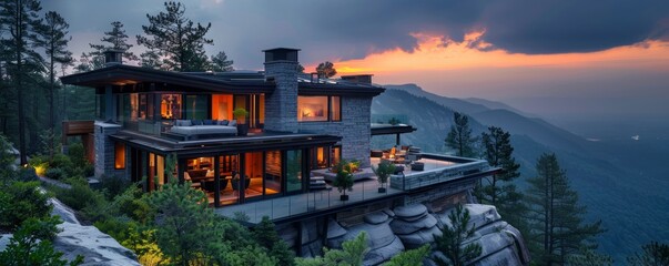 Mountain retreat with expansive views.