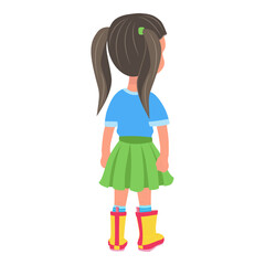 Flat Vector Illustration of Kid Girl Cartoon Character Set For Animation, Various Views, Poses and Gestures. Item 2