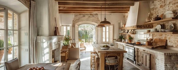 Rustic farmhouse with a charming interior.