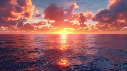 Obraz premium beautiful sunset over the ocean with clouds