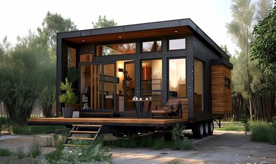 Stylish tiny house with efficient space use.