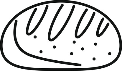 Minimalist line art drawing of a bread loaf perfect for recipe books or bakery logos