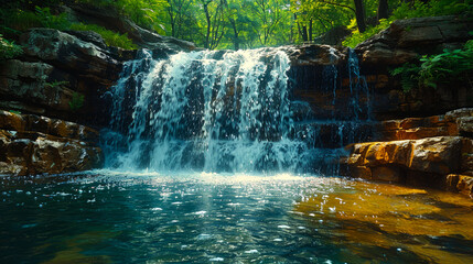 Obraz premium close up small waterfall on the river