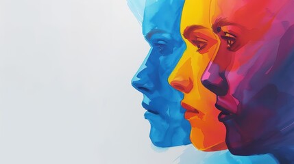 A Close-up Shot Abstract Watercolor Silhouettes of Watercolor business silhouettes, vibrant overlapping hues